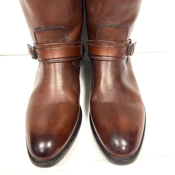 - Frye brown knee high equestrian style pull on leather boots Sz 8 - Picture 4 of 13